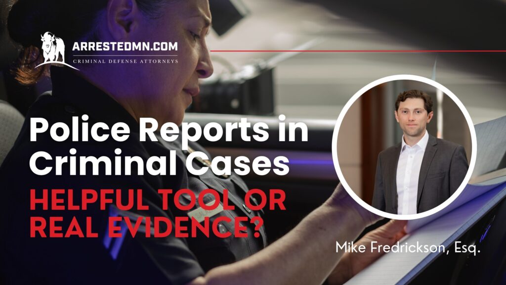 Hero banner for a criminal defense article: officer in a car with bold overlaid text and a circular inset portrait of a suited lawyer.